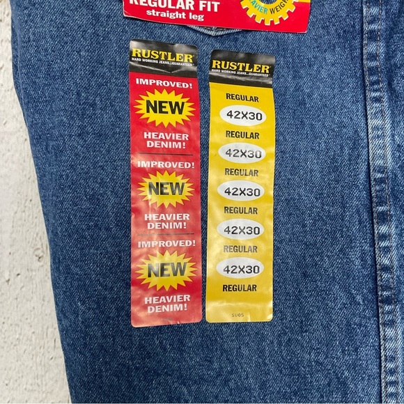 Rustler Extra Rugged Straight Leg Regular Fit Heavyweight Denim Jeans 42 x 30 - Picture 2 of 7